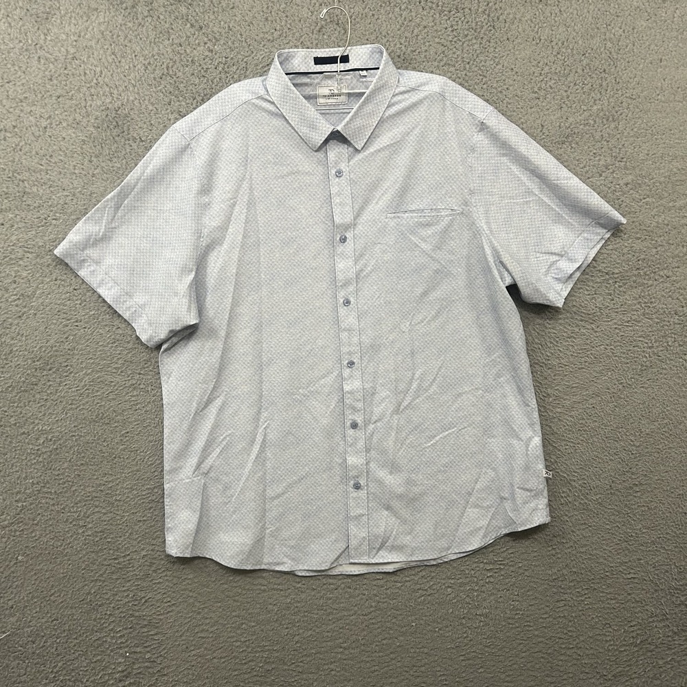 7 Diamonds Shirt Mens 2XL XXL Blue White 4 Way‎ Stretch Button Up Pockets Adult